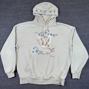 YoungLA Hoodie Mens Large Dreamer Embroidered Crane Floral Pullover Gym